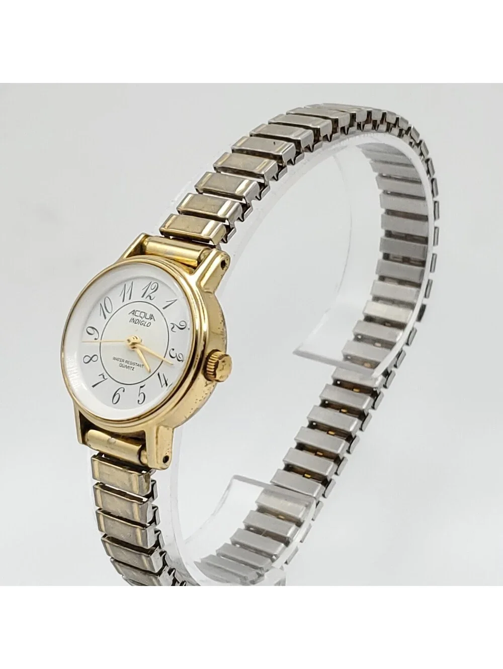 Timex Acqua Indiglo Womens Watch Stretch BandTwo-Tone 23mm New Battery